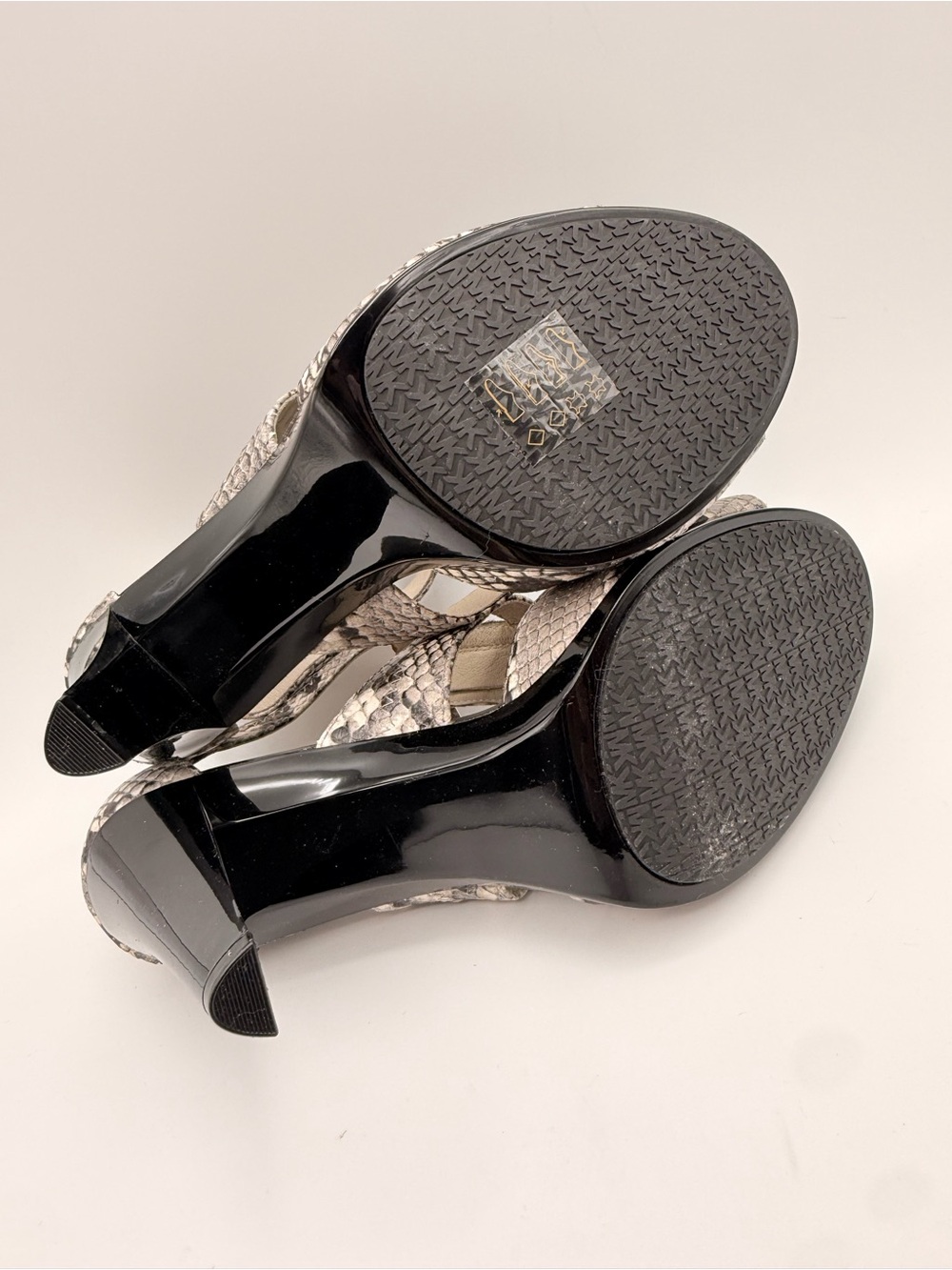 MICHAEL KORS Snakeskin Leather Strappy Platform Heels Size 11 - Picture 11 of 17